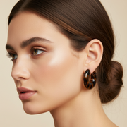 Tortoise Shell Hoop and Stud Earring Set (EF-6048S)
