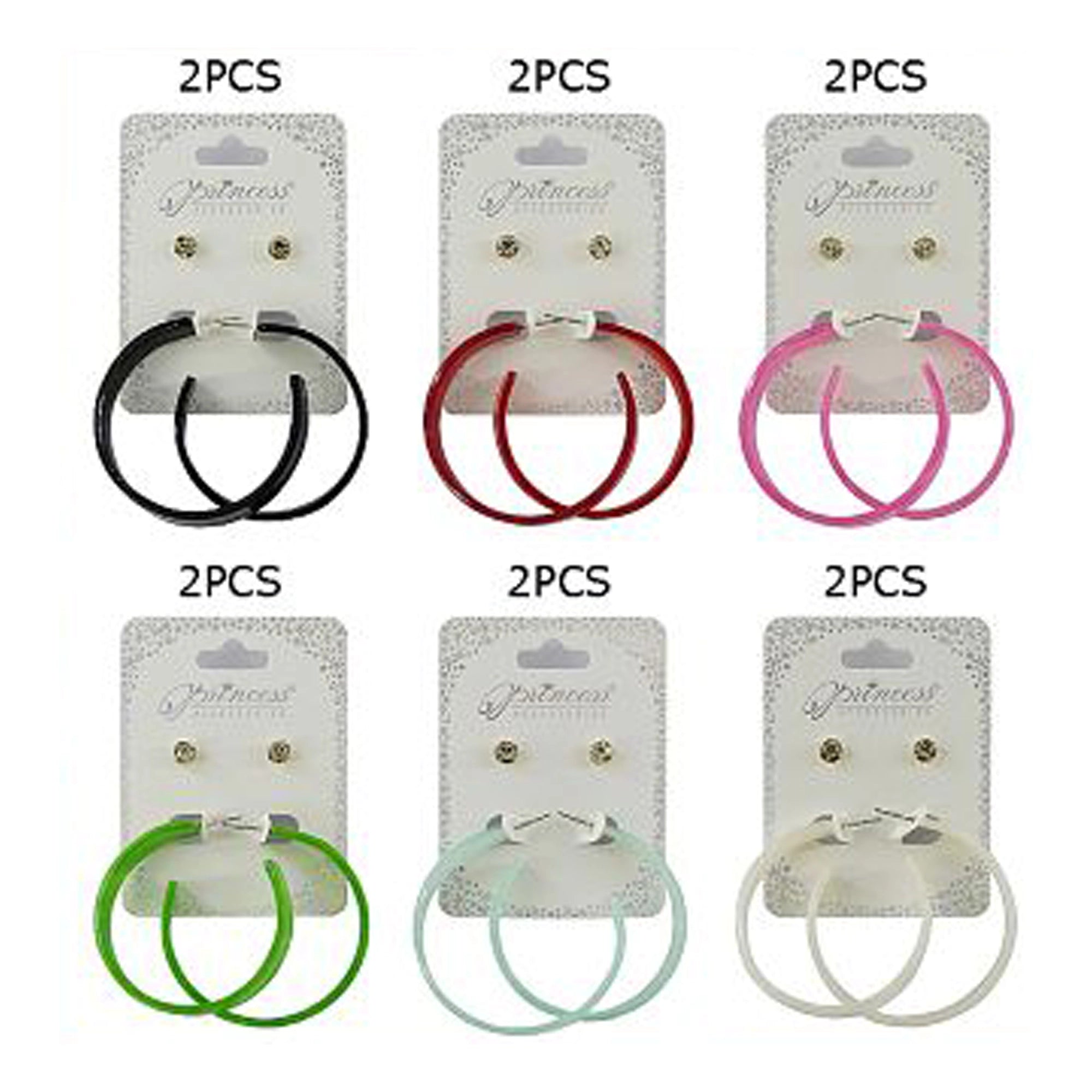 5cm Pastel Resin Hoops & 0.8cm Sparkling Rhinestone Studs - Earrings (EF-6056S)