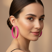 5cm Pastel Resin Hoops & 0.8cm Sparkling Rhinestone Studs - Earrings (EF-6056S)