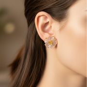 3-Pair Floral Stud Earring Set – Pearl, Rhinestone, & Resin Flower Earrings for Women & Girls (EF-6060S)