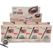 S.he Makeup 24HR Eyebrow Powder & Gel Duo Set – Dark Brown (24pcs)