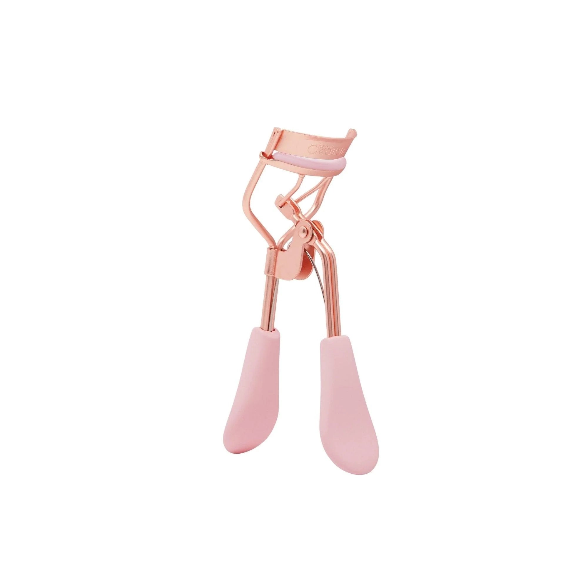 Beauty Creations Rose Gold Eyelash Curler with Soft Pink Comfort Grips & Silicone Pad