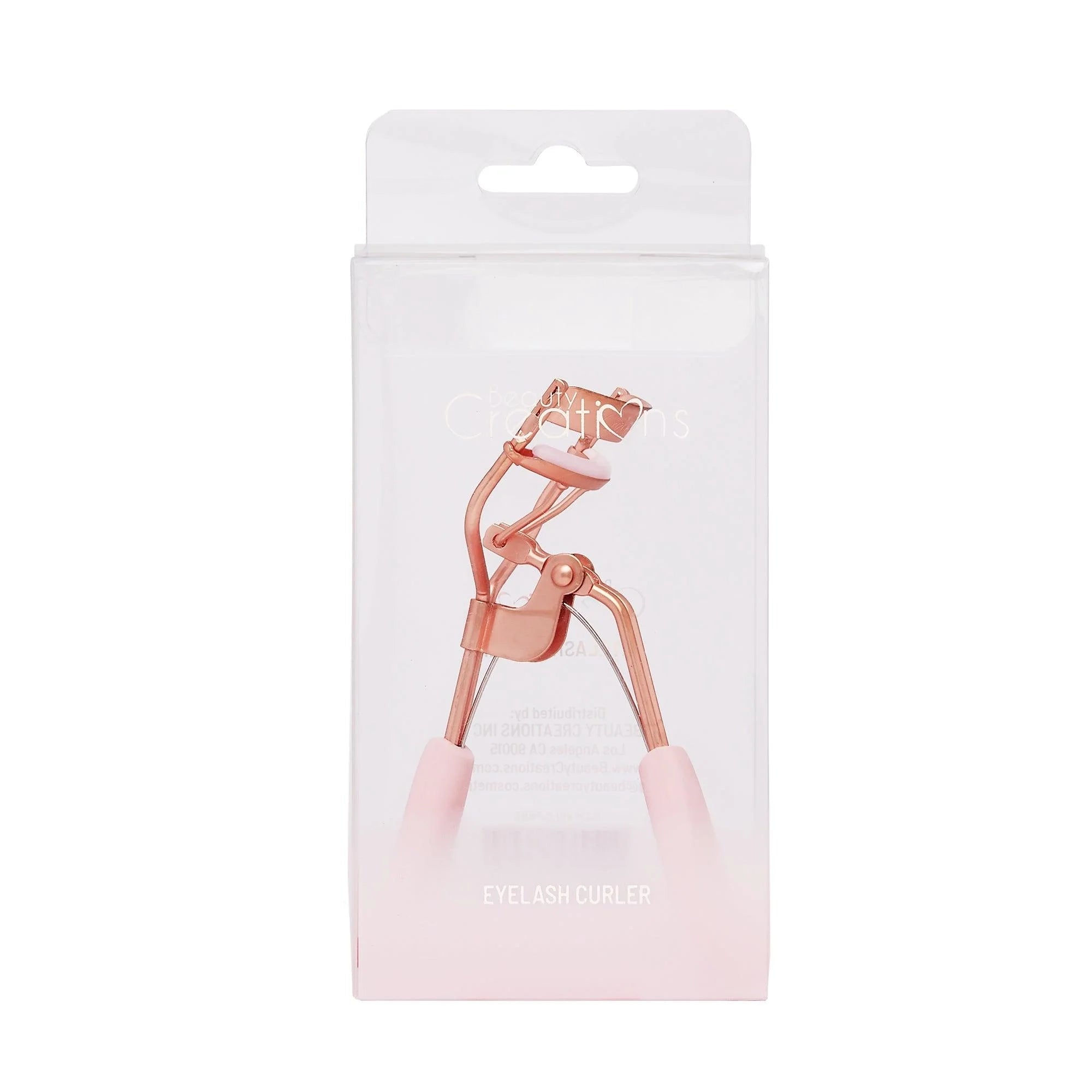 Beauty Creations Rose Gold Eyelash Curler with Soft Pink Comfort Grips & Silicone Pad