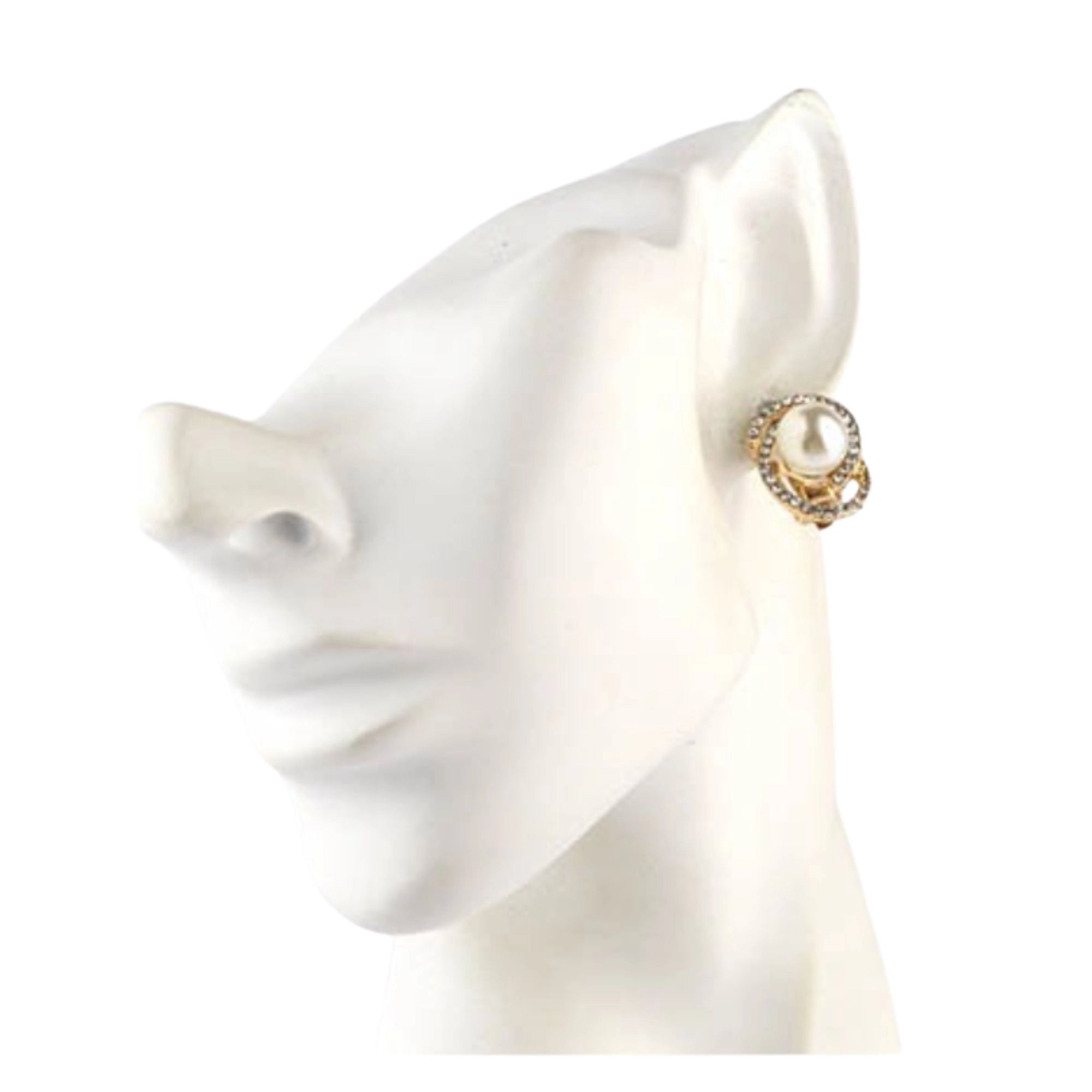 The Gala Clip-On Earrings | Sparkling Pave Pearl Statement