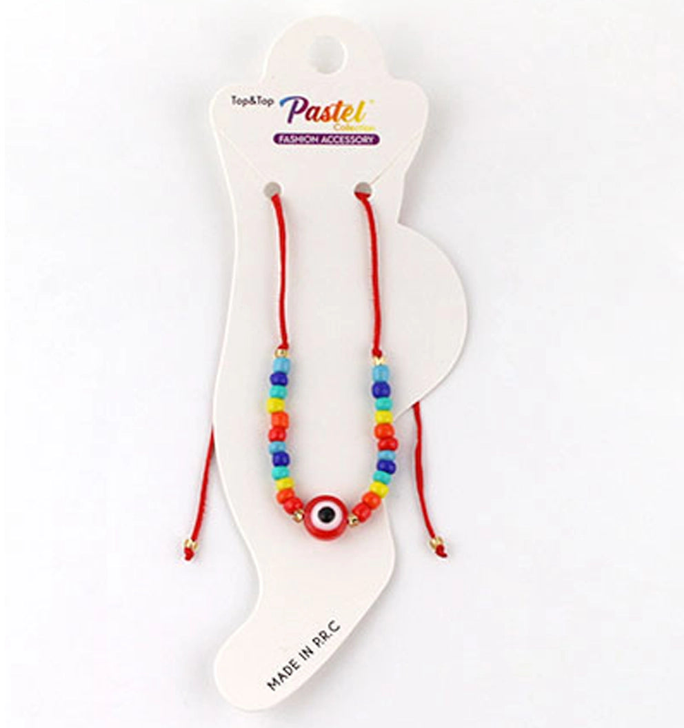 Rainbow Evil Eye Ankle Bracelet (Red String Adjustable Anklet)