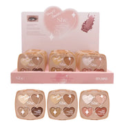 S.he Makeup Berry B Smoothie Heart Eyeshadow Powder Display Set