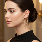 6.5cm Triple Band Textured Hoop Earrings (Dual Tone)