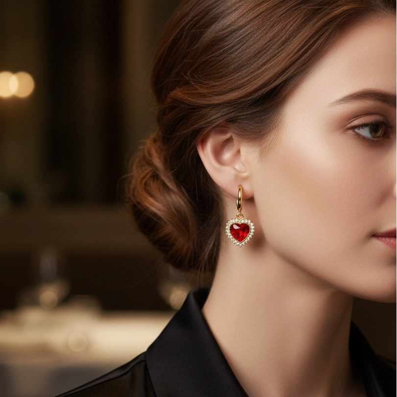 Dazzling Heart Drop Earrings