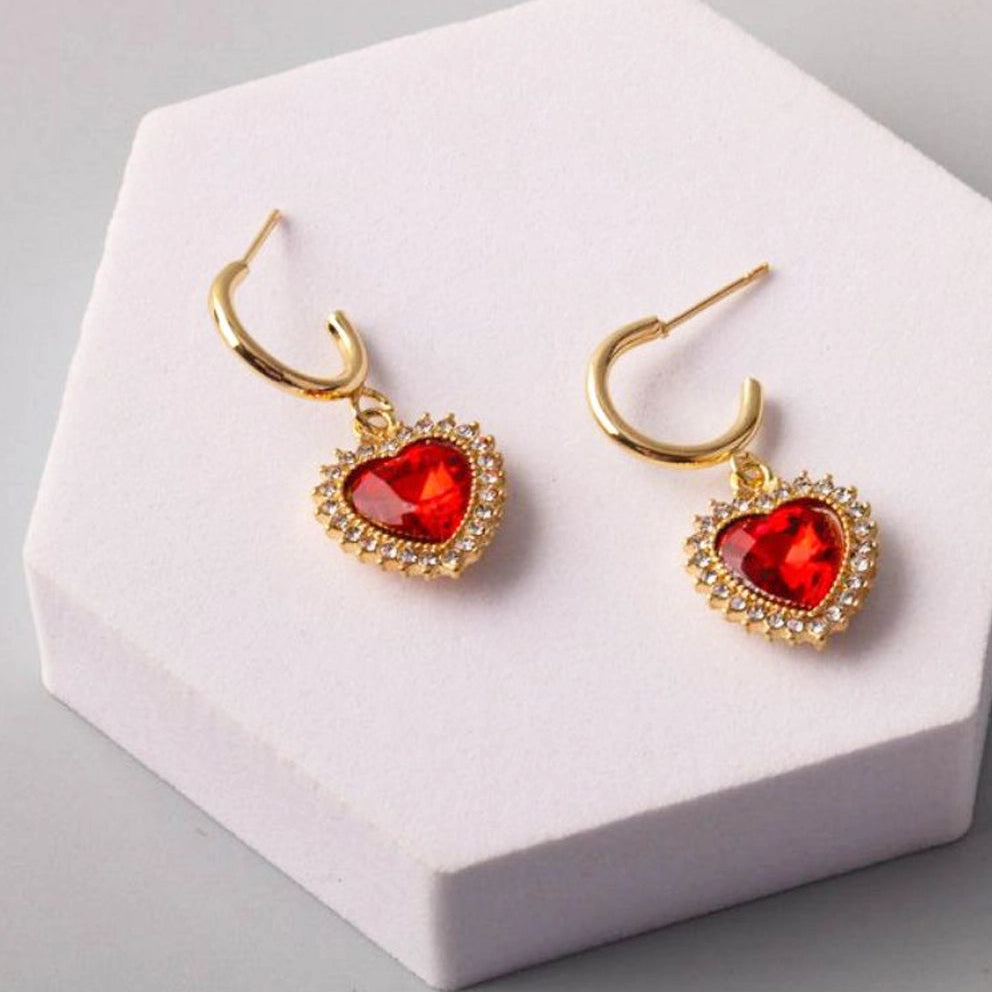 Dazzling Heart Drop Earrings