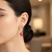Dazzling Heart Drop Earrings - Sparkling Gemstone Collection