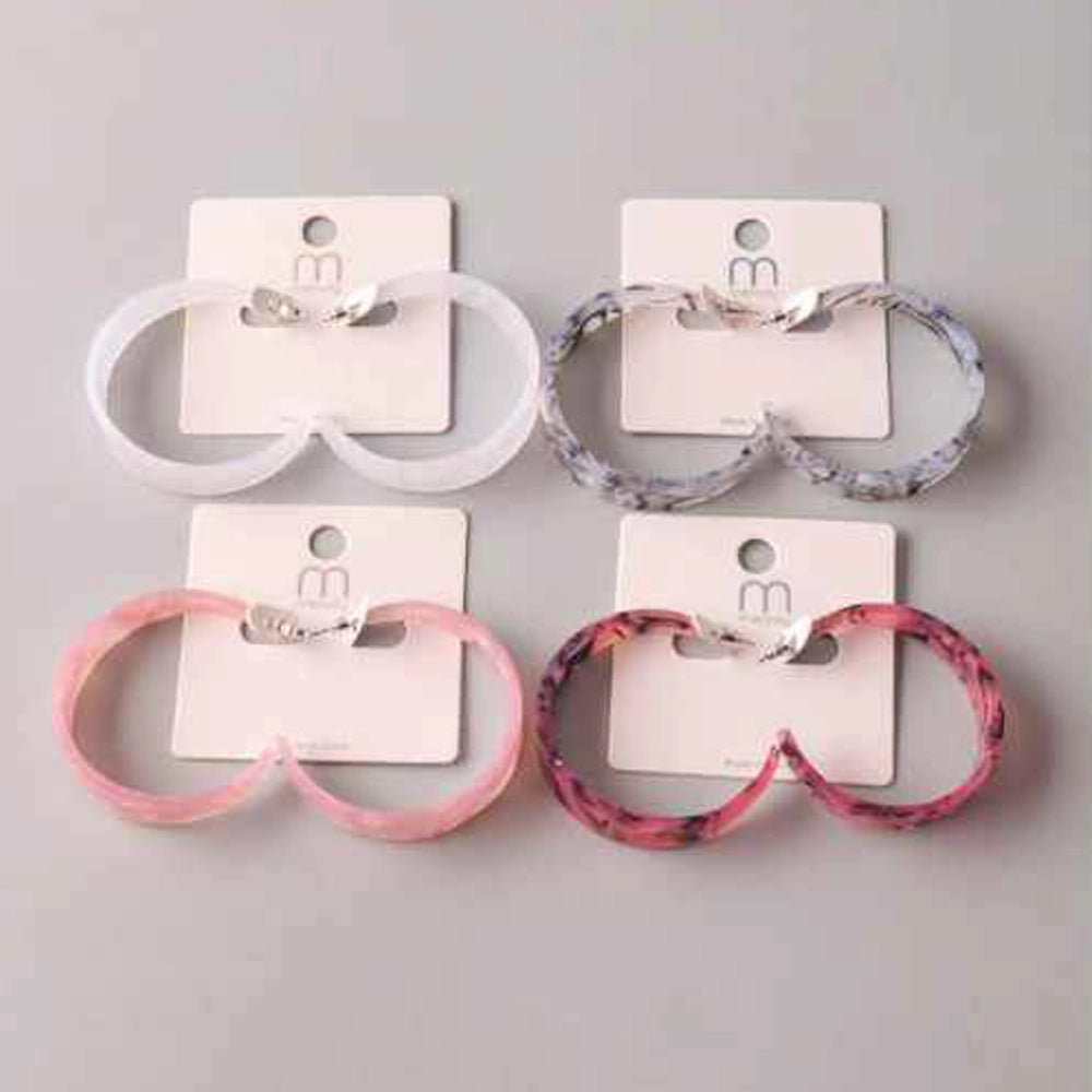 Chic Marble Acetate Open Hoop Earrings - Lightweight 100% Acrylic Statement Jewelry (ER38303)