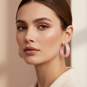 Chic Marble Acetate Open Hoop Earrings - Lightweight 100% Acrylic Statement Jewelry (ER38303)