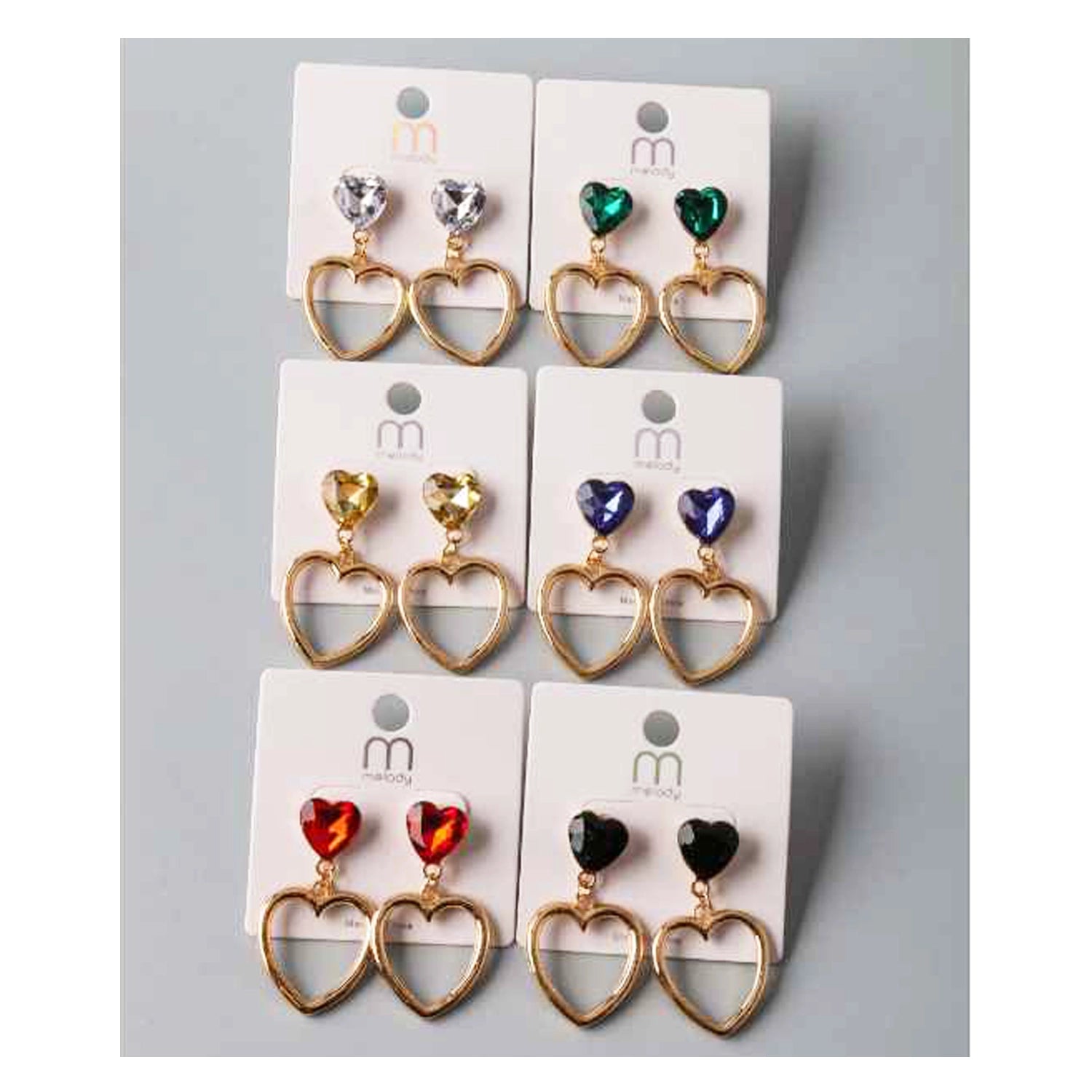 Sparkling Dual-Heart Crystal Drop Earrings - Elegant Geometric Jewelry (ER38959)