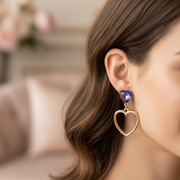 Sparkling Dual-Heart Crystal Drop Earrings - Elegant Geometric Jewelry (ER38959)