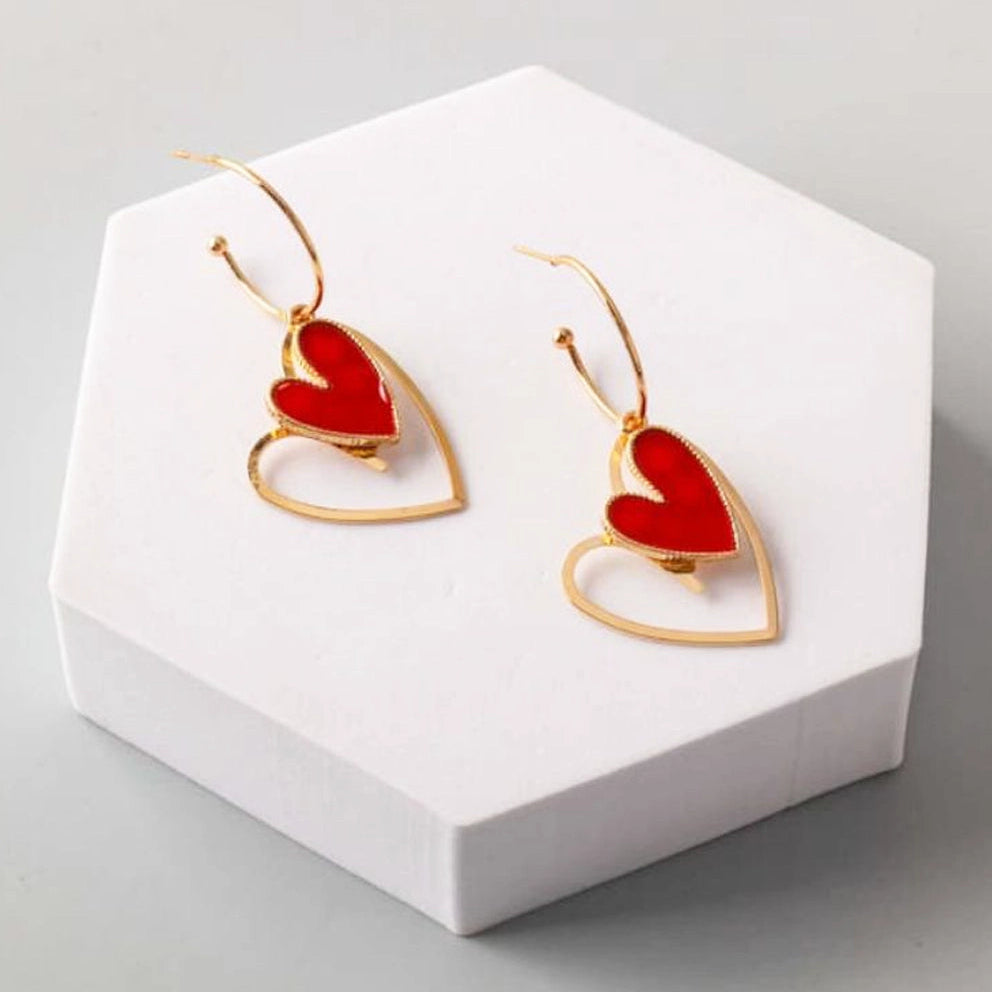 Two-Tone Heart Hoop Earring Set - "Be Mine" Collection