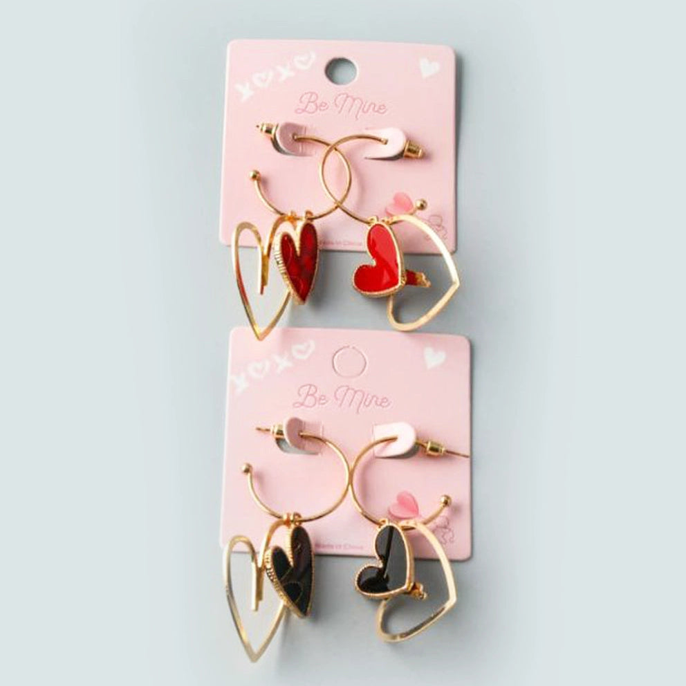 Two-Tone Heart Hoop Earring Set - "Be Mine" Collection