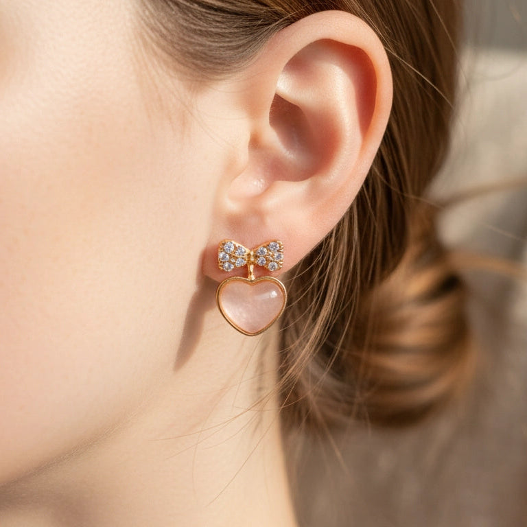 Sweetheart Bow Stud Earrings