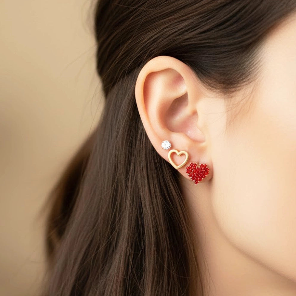 Sweetheart Stud Earrings Trio: The Perfect Pair for Love