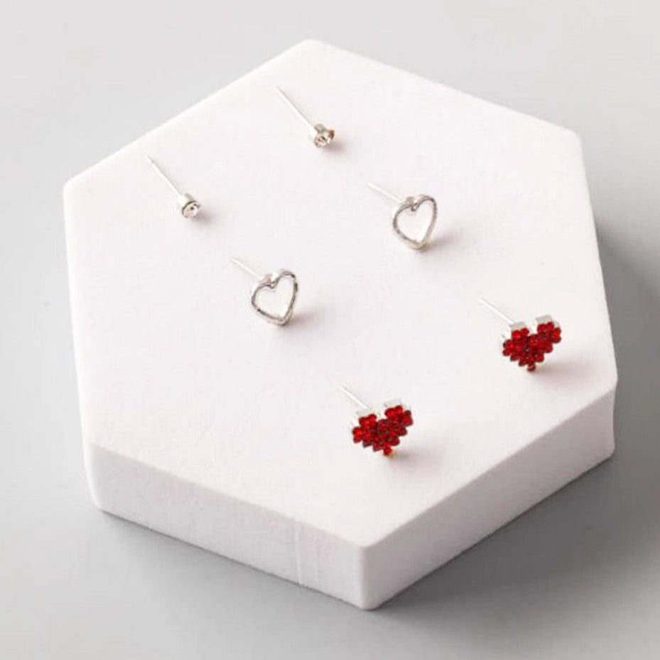 Sweetheart Stud Earrings Trio: The Perfect Pair for Love