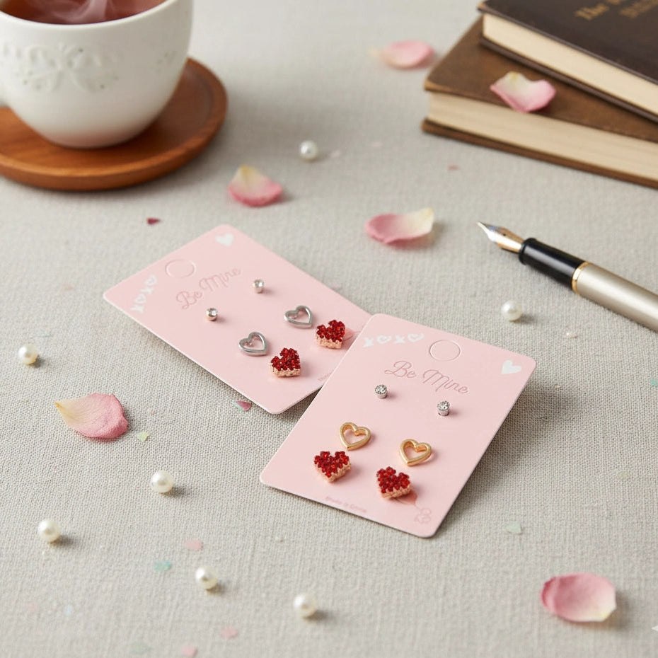 Sweetheart Stud Earrings Trio: The Perfect Pair for Love