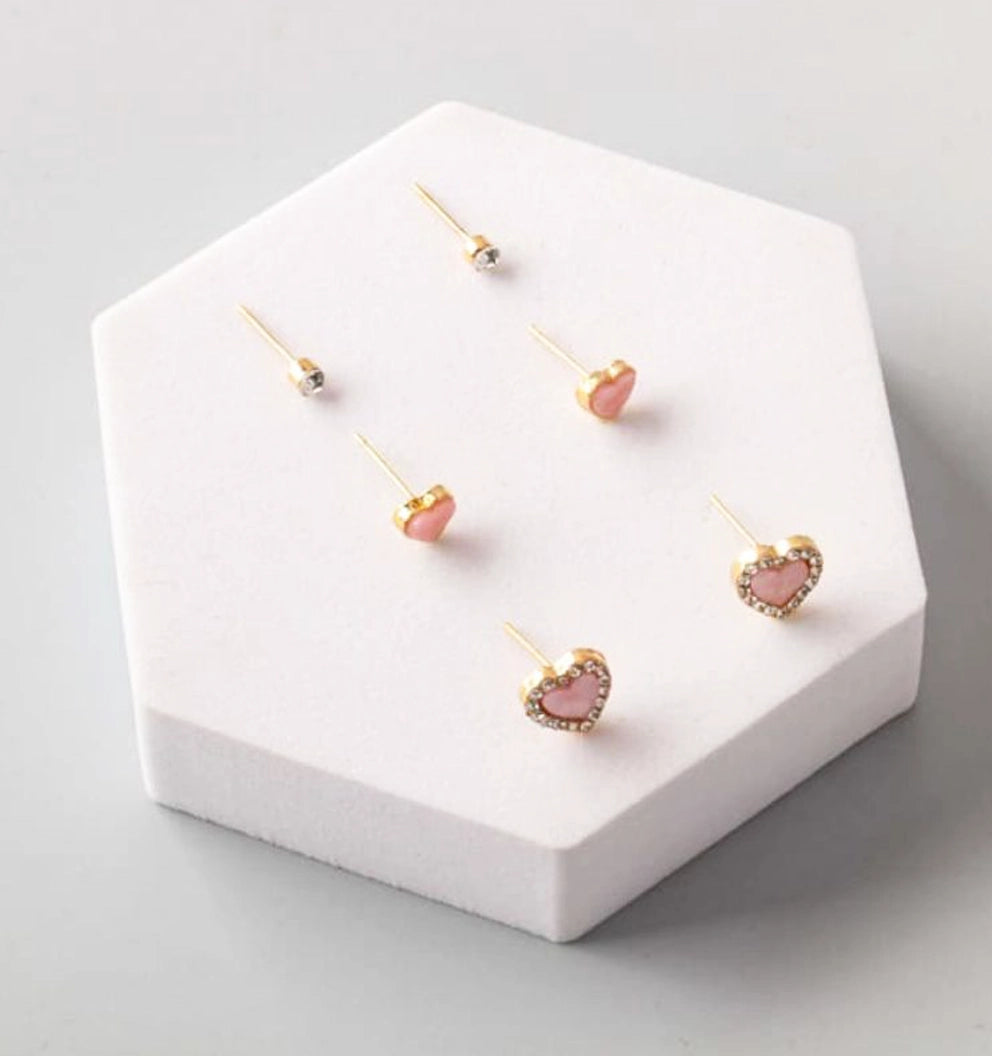 Be Mine Valentine Heart Stud Earring Set (2 Colors)