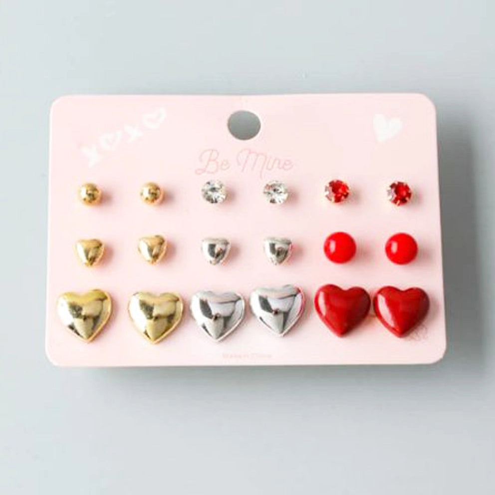 "Be Mine" Valentine's Day Heart Stud Earring Gift Set