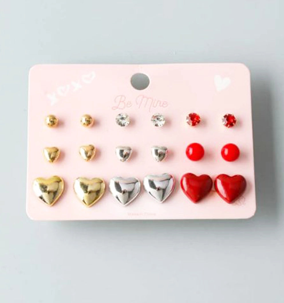 Sweetheart Stud Set: 'Be Mine' 6-Pair Valentine's Earring Collection