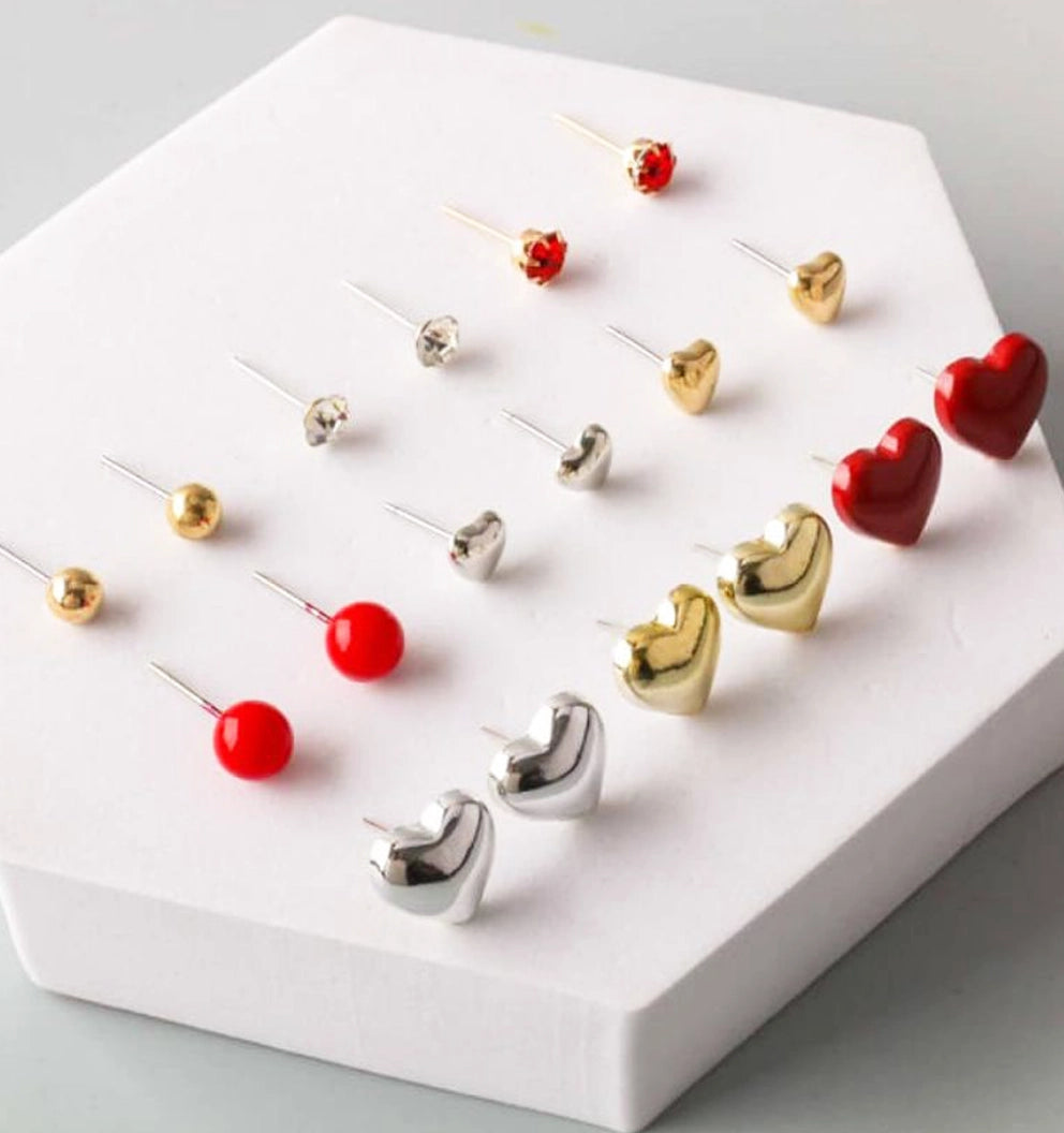 Sweetheart Stud Set: 'Be Mine' 6-Pair Valentine's Earring Collection