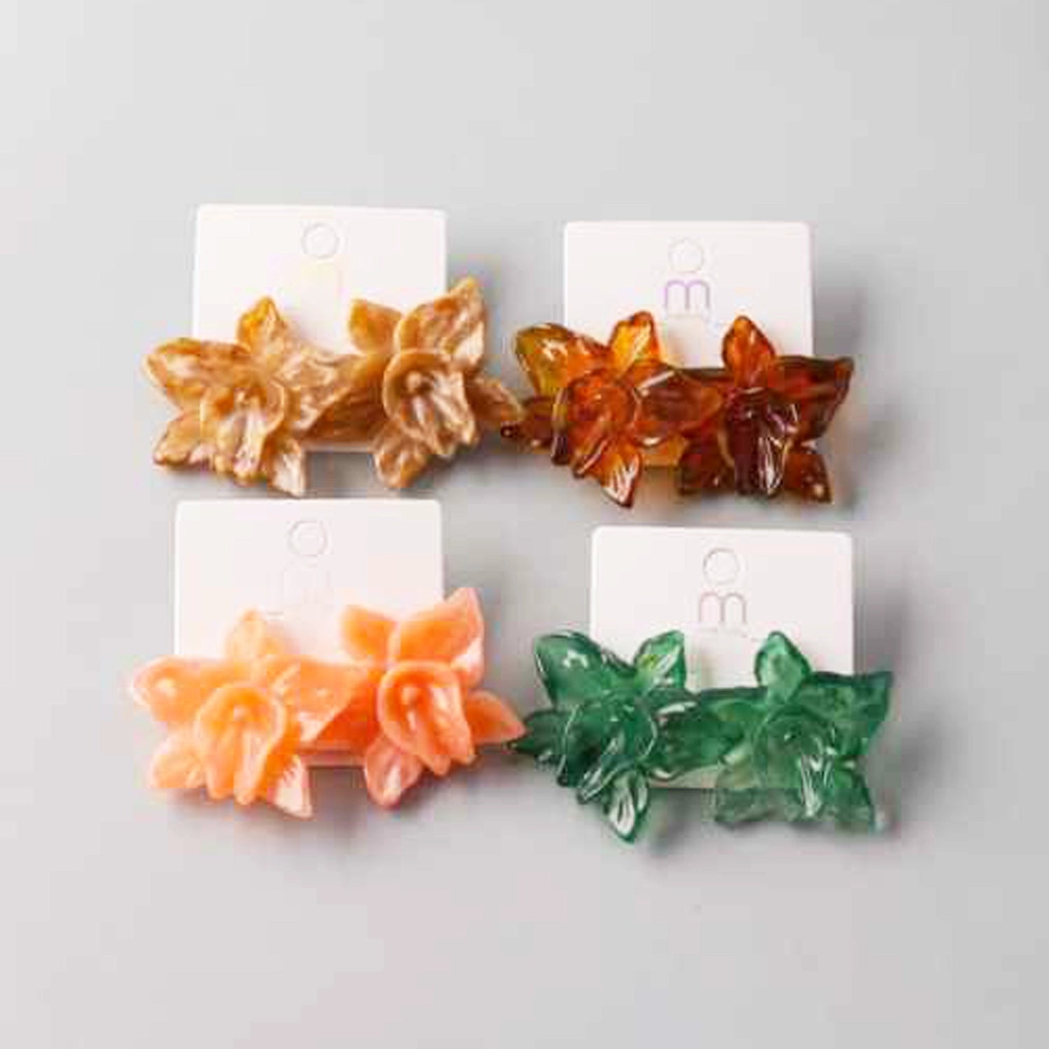 Artisanal Stone Sculpt Orchid Statement Earrings - Elegant Floral Jewelry (ER39962)