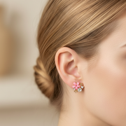 Dainty Floral Rhinestone Cluster Post Earrings - Sweet Spring Blossom Studs (ER40125)