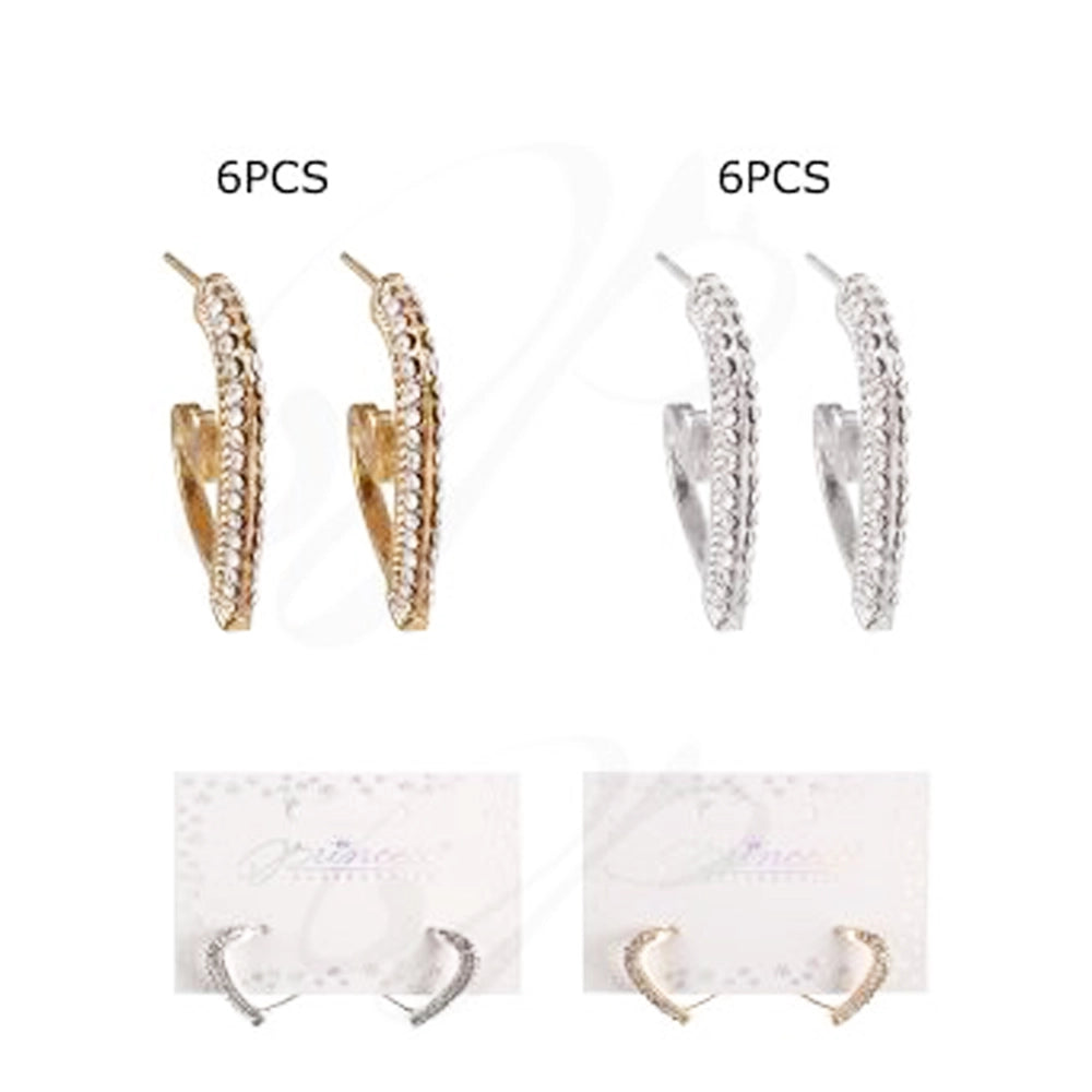 Elegant Crystal Heart-Shaped Open Hoop Earrings (ERH-3274GS)