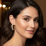 Elegant Crystal Heart-Shaped Open Hoop Earrings (ERH-3274GS)