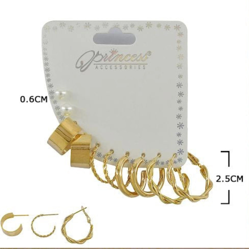 8-Piece Mixed Earring Set - Gold & Silver Hoop and Stud Multipack (ERH-3281GS)