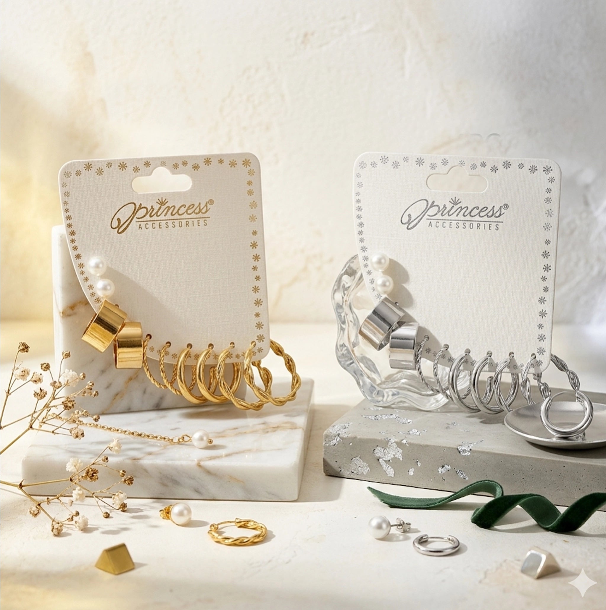 8-Piece Mixed Earring Set - Gold & Silver Hoop and Stud Multipack (ERH-3281GS)