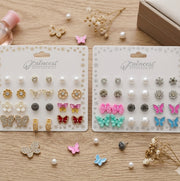 Rhinestone & Enamel Butterfly Earring Set – 9 Pairs (ERM-1164M)