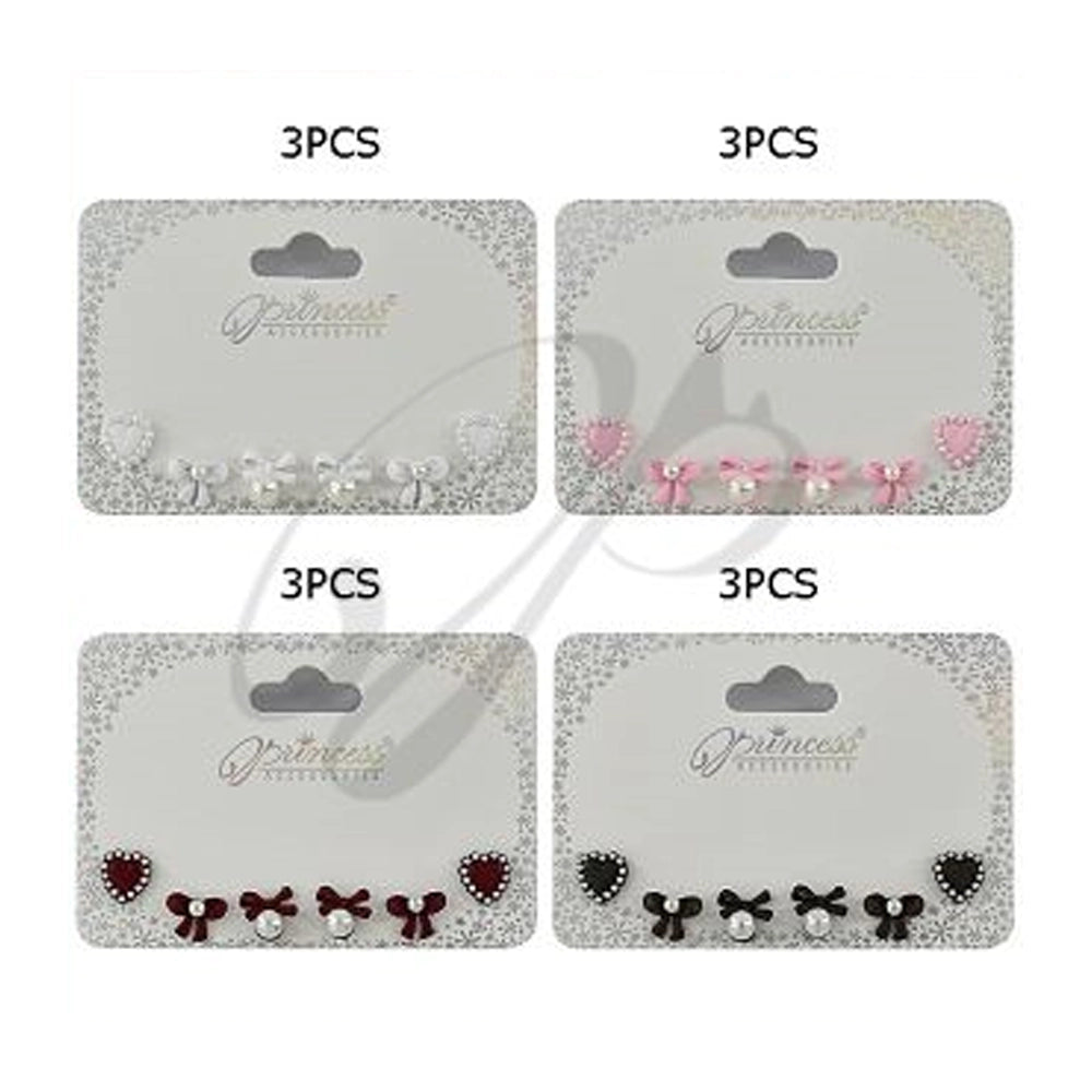 Velvet Heart, Pearl & Bow Stud Earring Set