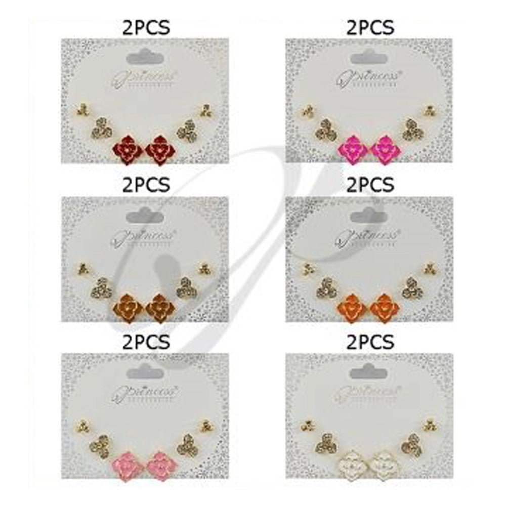 Floral Rhinestone Earring Set (3 Pairs) (ERM-3292K)