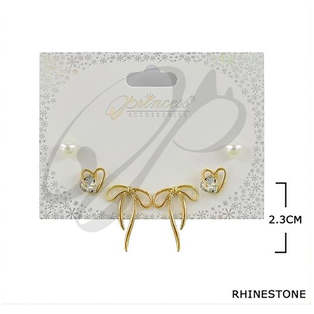 Heart & Ribbon Earring Set (ERM-3294GS)