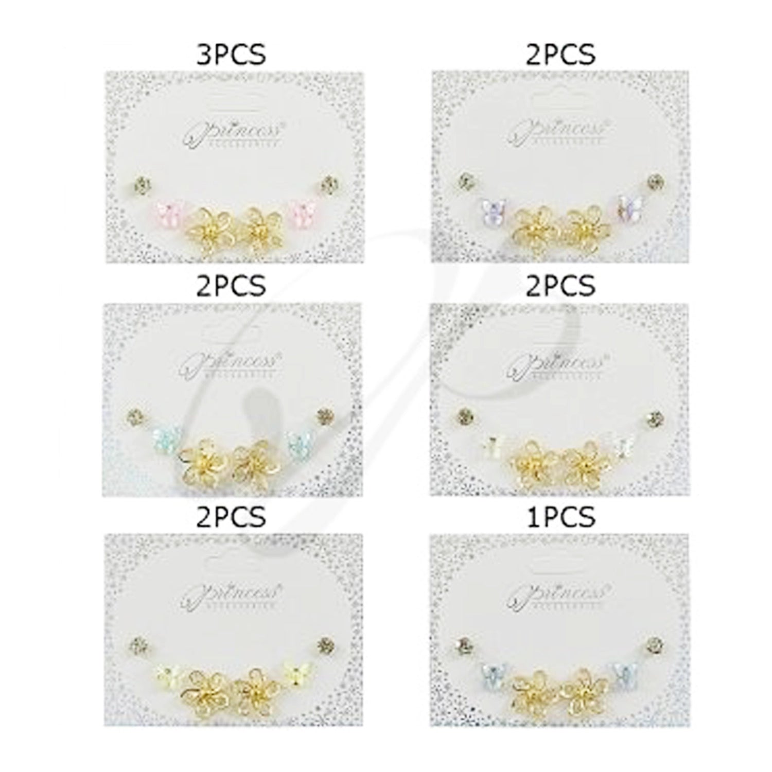 Sparkling Floral & Butterfly Stud Earring Set – Multi-Pair Jewelry Pack (ERM-3295K)