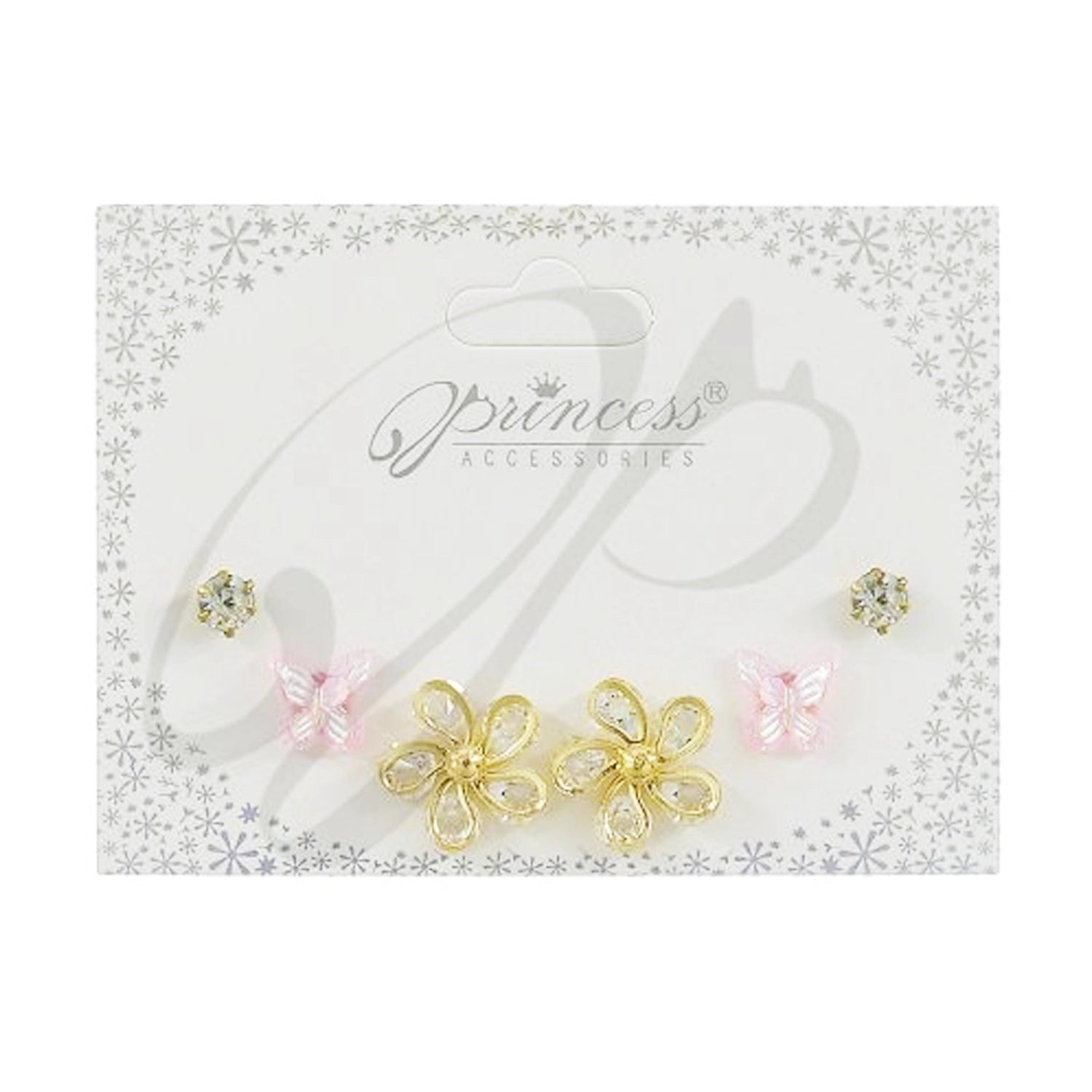 Sparkling Floral & Butterfly Stud Earring Set – Multi-Pair Jewelry Pack (ERM-3295K)