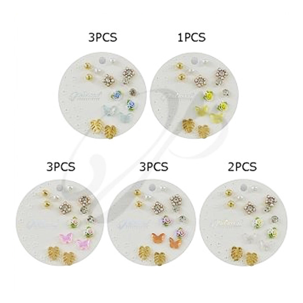 Multi-Pair Earring Set – Botanical & Butterfly Theme (ERM-3299K)