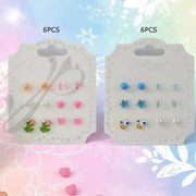 6-Pair Earring Set – Floral, Butterfly, and Heart Studs (ERM-5764M)
