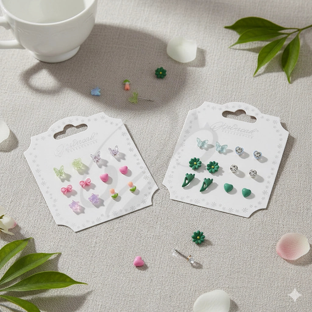 6-Pair Whimsical Stud Earring Set (ERM-5765M)