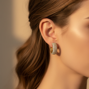 Rhinestone Chunky Hoop Earrings (ES-10830GS)