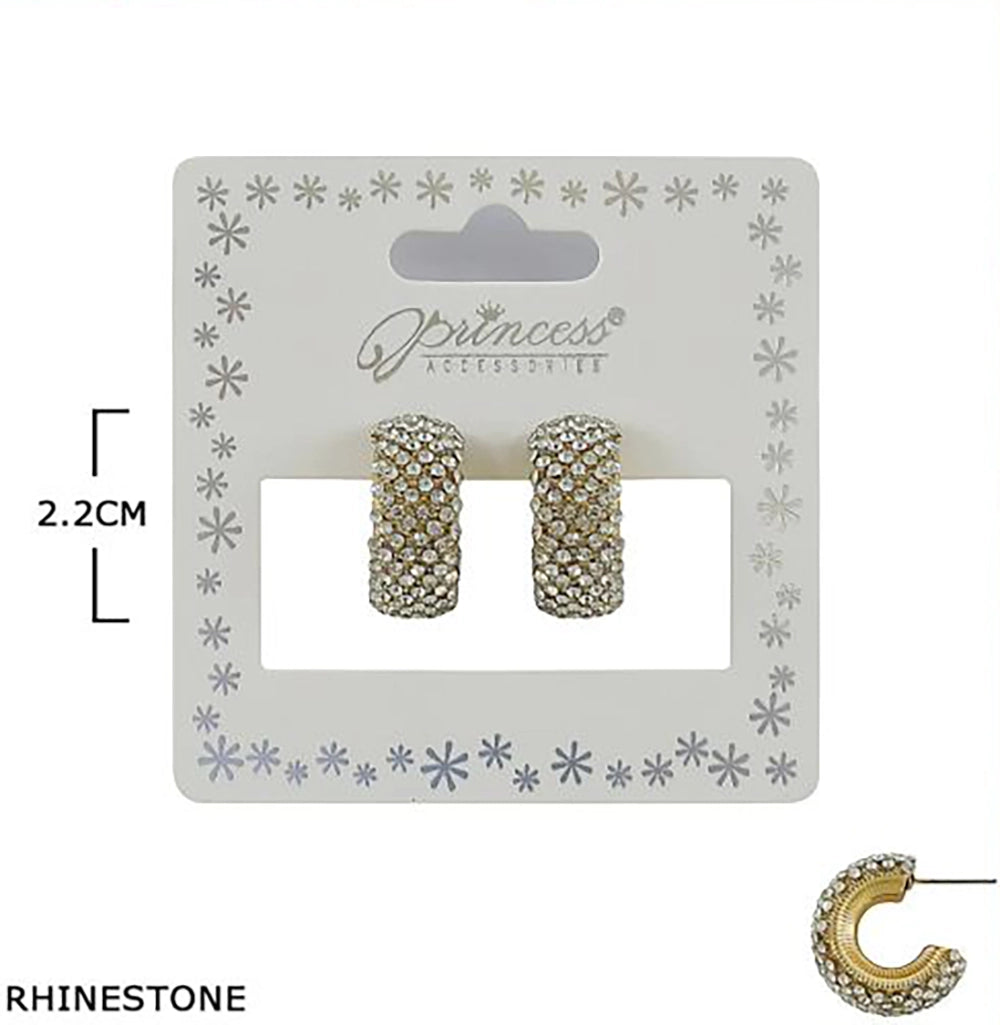 Rhinestone Chunky Hoop Earrings (ES-10830GS)