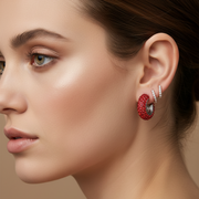 Sparkling Rhinestone C-Hoop Earrings for Girls and Teens – 2cm Mini Crystal Stud Hoops, Multi-Color Pack (ES-10832GS)