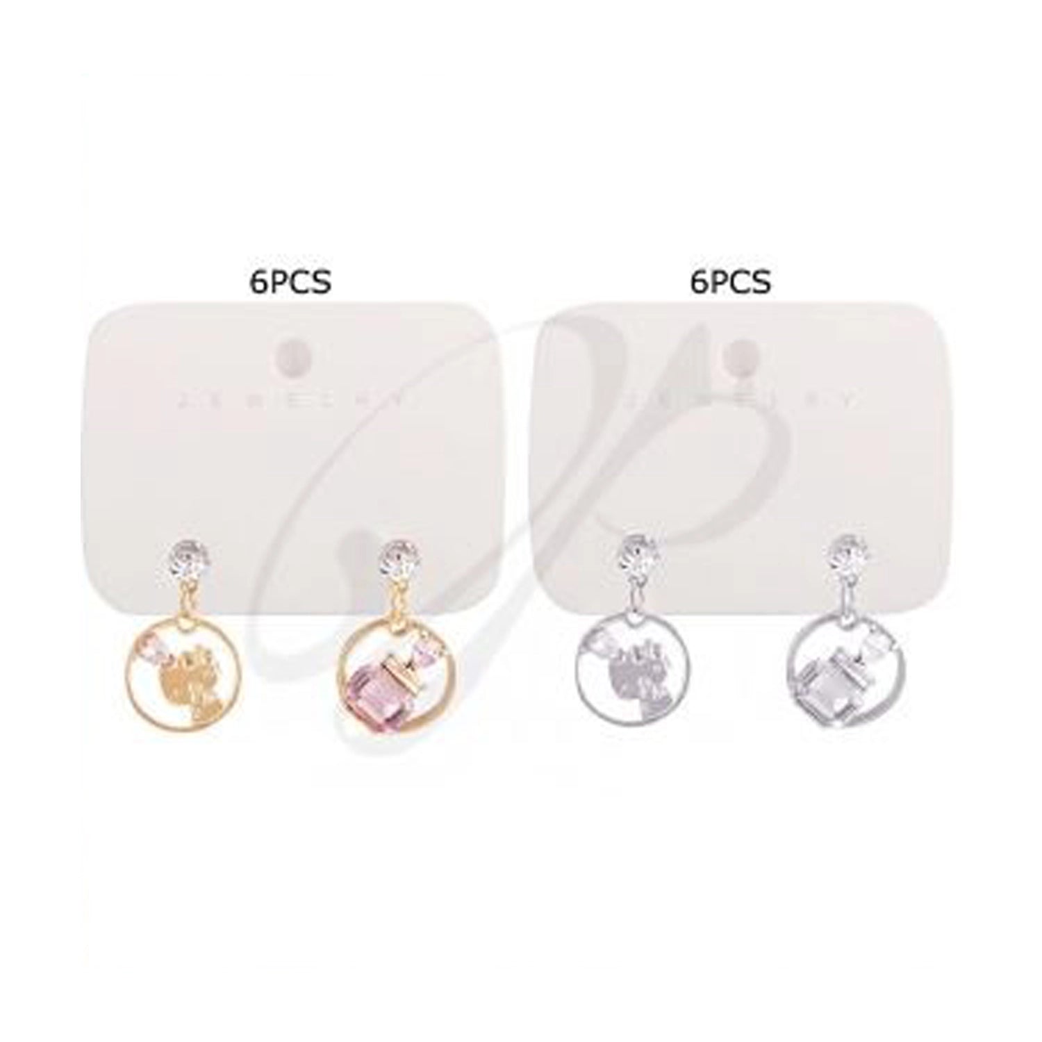 Charming Pink Rhinestone Charm Drop Earrings - Elegant Circular Dangle (ES-1148GS)