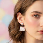 Cute Cartoon Character Enamel Stud and Dangle Earring Set – Animal Face Fashion Earrings for Girls and Teens (ES-1150M)