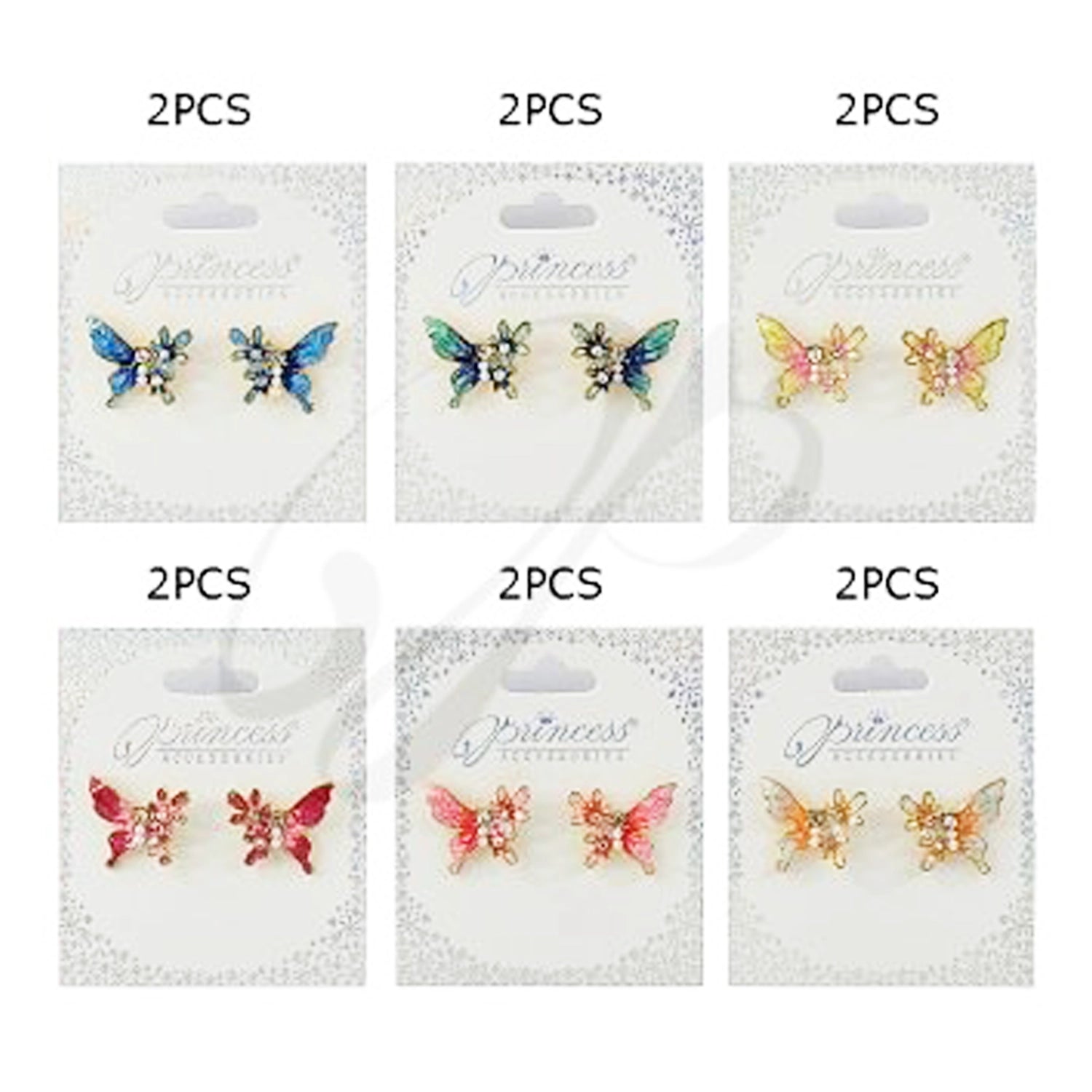 Enamel Butterfly Stud Earring Set – Vibrant Crystal & Pearl Accents (ES-30220K)