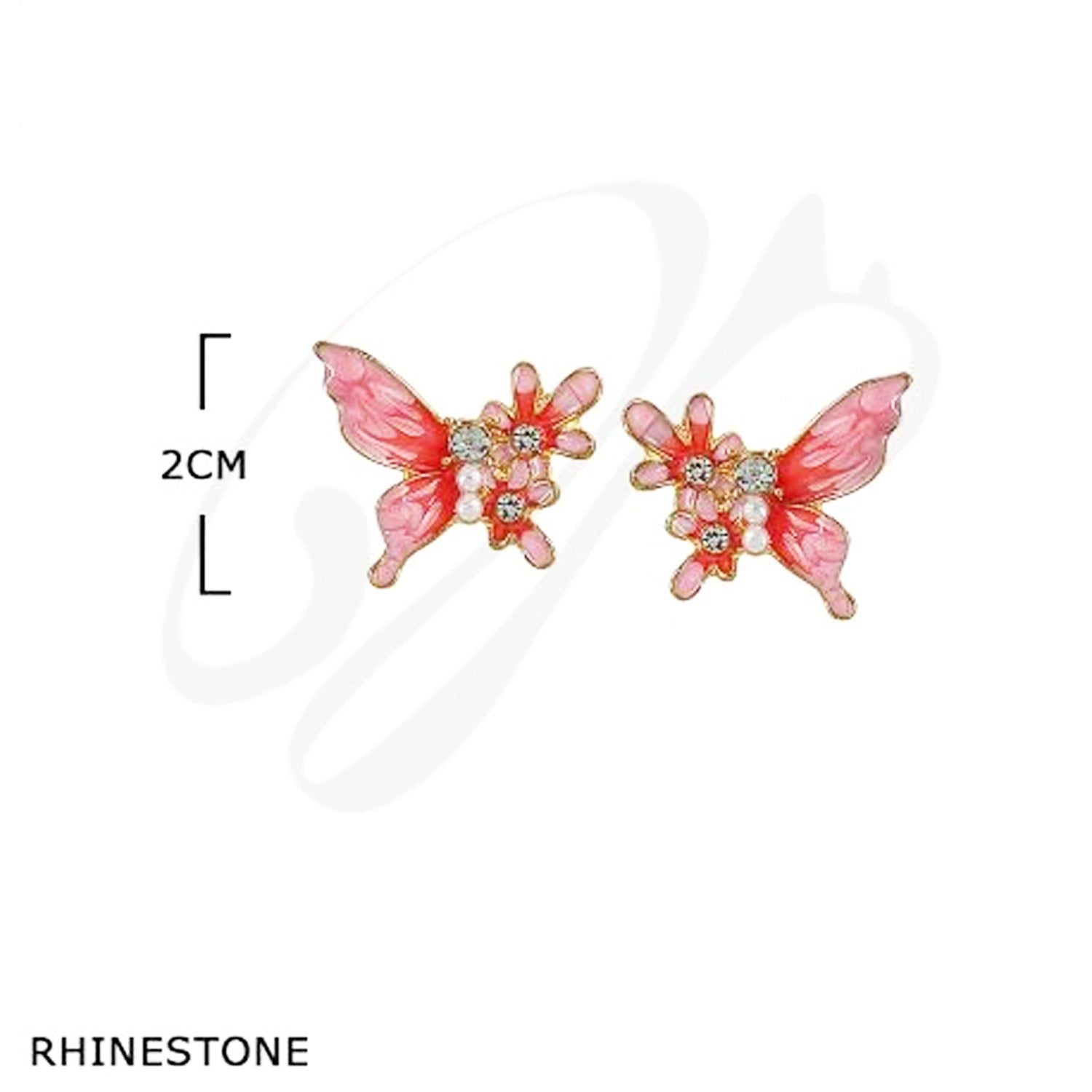 Enamel Butterfly Stud Earring Set – Vibrant Crystal & Pearl Accents (ES-30220K)